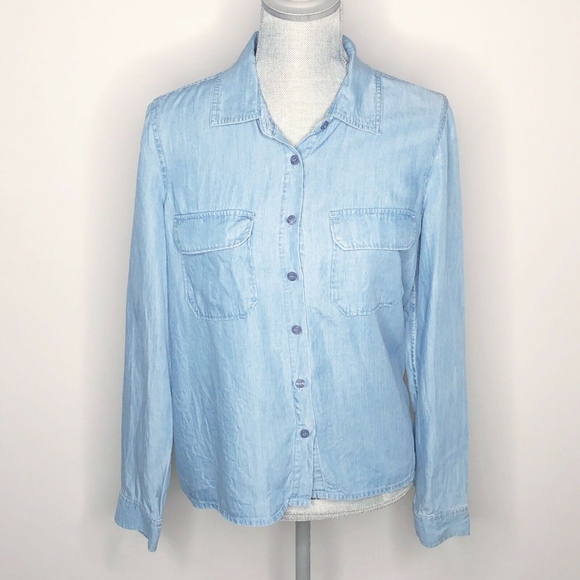 Guess Button Down Chambray Denim High Low (T38) - Picture 1 of 6